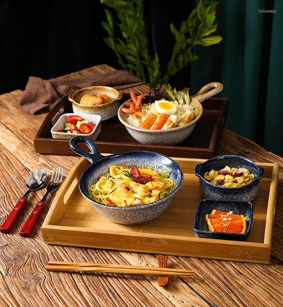 Assiettes bol en céramique et ensemble de vaisselle vaisselle de style japonais plateau en bois assiette de petit déjeuner ménager salade de fruits cornichon