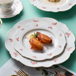 Platen keramische kom en bord set bot china phnom penh rose servies dessert plat westerse biefstuk ontbijt