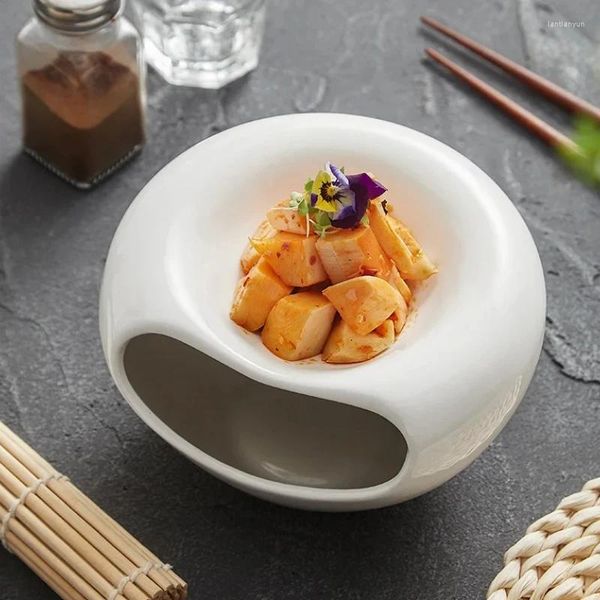 Assiettes en céramique salle à manger plaque de glace sèche sashimi bols de fruits dim sum plat sushis décoratif