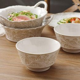 Borden Keramische Kom Set Thuis Soep Relief Servies Nordic Luxe Creatieve Porseleinen Kommen Assiettes Dessert Vajilla Ceramica