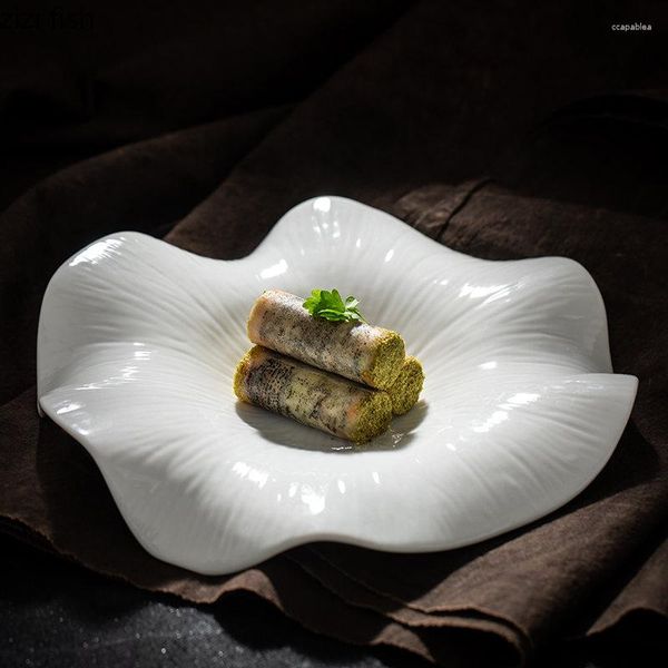 Platos Plato de cena de cerámica En forma de flor Postre Merienda Ensalada Pasta Cocina Hogar Vajilla de color sólido