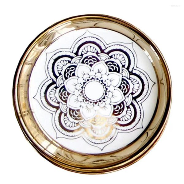 Assiettes Plat en céramique Assiette de table Moasic Table Volisse avec garniture dorée pour les anneaux