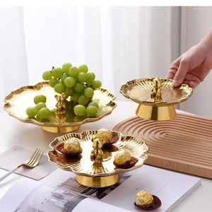 Borden keramische higfoot fruitplaat woning decor cake lade gouden zilveren snack gerechten dessertrek keuken opbergruimte keuken opbergruimte