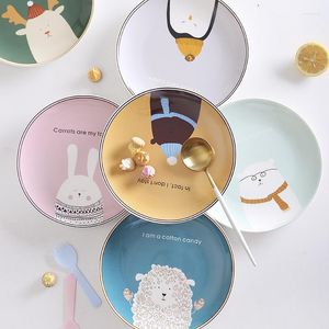 Assiettes Assiette En Céramique Gâteau Stand Mignon Plateau De Service Kawaii Pour Apéritif Bonbons Dessert Affichage Petit Déjeuner Fruits Plats Porcelaine 1P