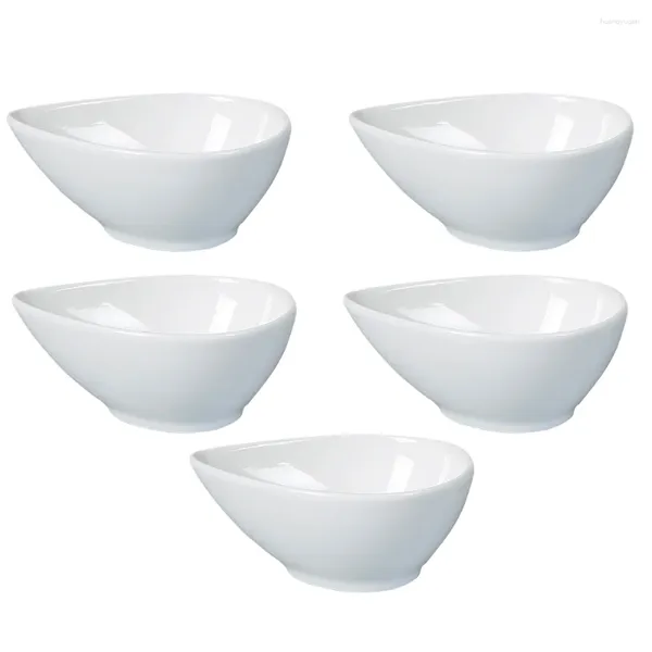 Platos Juego de tazones de salsa de soja de cerámica: 5 piezas Pequeños platos de porcelana para mojar en la cocina Ensalada de sushi Postre Condimento Condimento Aperitivo