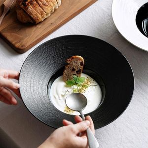 Assiettes en céramique chapeau de paille assiette à soupe bol grande maison Restaurant plat haut niveau d'apparence Western Simple pâtes européennes
