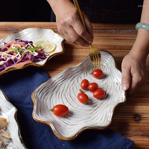 Assiettes en céramique vaisselle en forme de coquille légumes décoration de la maison personnalité créative irrégulière occidentale