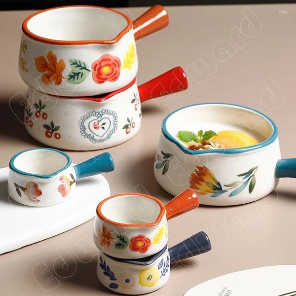 Platos cerámica cena planta planta patrón de flores de estilo simple cerámica cerámica pequeña maceta de macetas