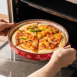 Assiettes de boulangerie en fleurs de cerisier, vaisselle en céramique peinte à la main, bol de riz cuit au fromage, four spécial Pizza