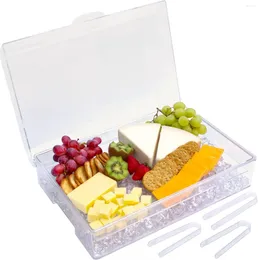 Placas de fiesta fría: gran bandeja de servicio removible y tapa con bisagras |Ideal para aperitivos de quesos de mariscos.