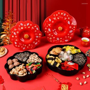 Boîte de rangement de bonbons, assiettes, Festival de printemps chinois, organisateur de 2023 ans avec couvercle, plateau de fruits et de noix, décor de bureau