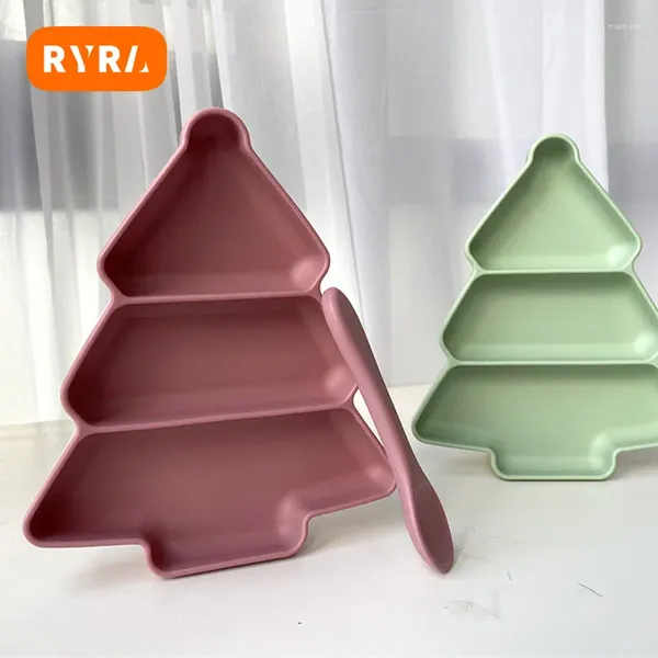 Platos árbol de Navidad frutero plato de silicona para dulces caja de refrigerios perezosos plato casero semillas de melón vajilla de diámetro especial seca