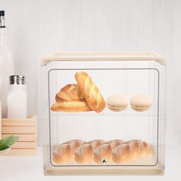 Assiettes transparentes, conteneur de cuisine, pain, coiffeuse, bac de bureau, rangement de comptoir en plastique