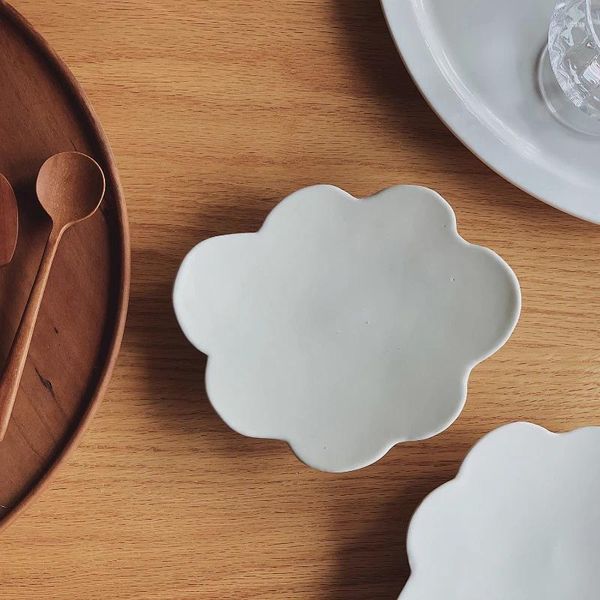 Assiettes en céramique en forme de nuage, vaisselle créative pour Restaurant El, vaisselle en porcelaine, thé de l'après-midi, Pudding, gâteau à Dessert