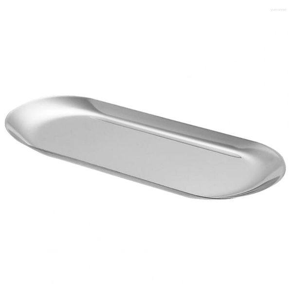 Platos, mesa de centro, bandeja organizadora, fregadero de cocina, elegante juego nórdico de acero inoxidable para baño, joyería, forma ovalada