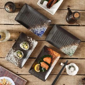 Platen commercieel Japans servies rechthoekige sushi porselein schotel sashimi bord izakaya barbecue vogel diner