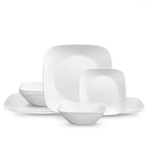 Service de table carré 12 pièces Corelle Classic Pure White