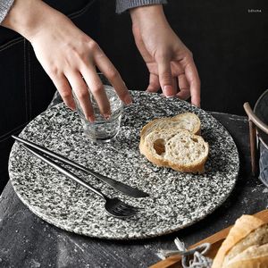 Platos creativos para bistec, plato japonés para Sushi, cena familiar, diseño de piedra redonda, restaurante Retro occidental