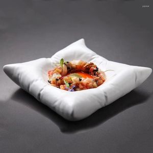 Borden creatief keramisch imitatie kussen dinerbord vierkante keuken ware zwart en wit dessert kunst definitie servies