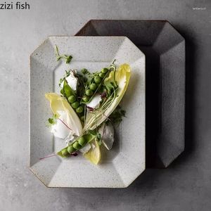 Assiettes créatives en céramique octogonale Restaurant salad
