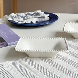 Assiettes créatives assiettes en céramique rectangle couleur unie en porcelaine relief en porcelaine