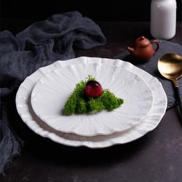 Assiettes à Steak en céramique créative, Style nordique, cuisine maison ronde blanche Dessert fruits décoration de Restaurant occidental vaisselle