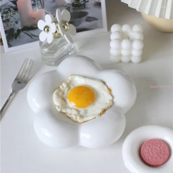 Assiettes créatives en céramique blanc nuage assiette cuisine petit déjeuner à œuf frits ensemble poché décoration de rangement de bureau