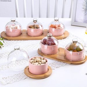 Assiettes Creative Dessert Bowl Cerrac Table Varelle Pudding Modern Living Room Glass Cover Snack Sèche Plat de fruits séchés Plateau