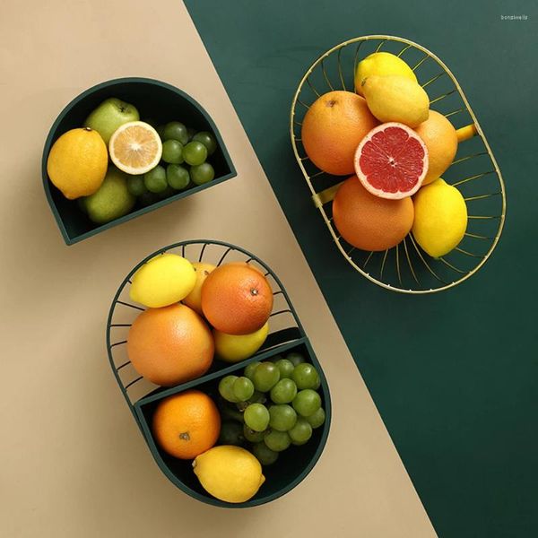 Assiettes créatives panier de vidange assiette de fruits nordique minimaliste géométrique en fer forgé cuisine bol de stockage de légumes maison