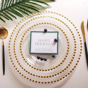 Borden Creative Gold Rim Glass Clear Round met kralen voor verjaardagsfeestje bruiloft douche diner decoratie