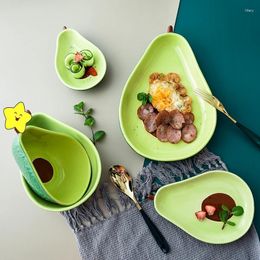Borden creatieve imitatie avocado keramische ontbijtplaatsen soep kom huishoudelijke salade en dessert fruit groente