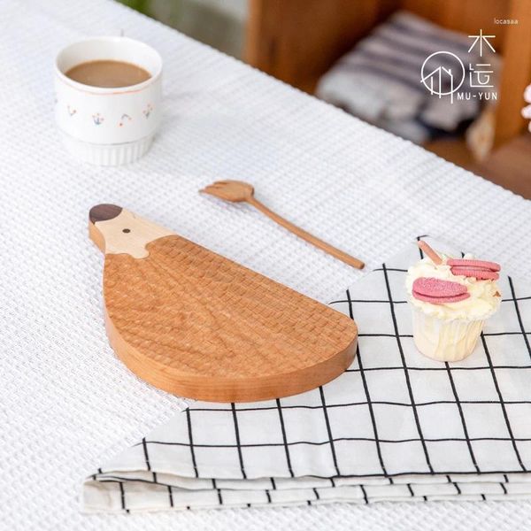 Assiettes créatives Style Ins petit hérisson, plateau à gâteaux en bois, assiette de décoration, accessoires pendule cerise