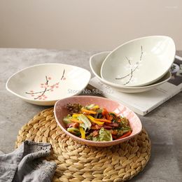 Borden creatief Japans stijl pruimenbloesem handgeschilderde onderglazuur keramiek servies huishoudelijk huishoudelijk maaltijdplaat salade olijfboot