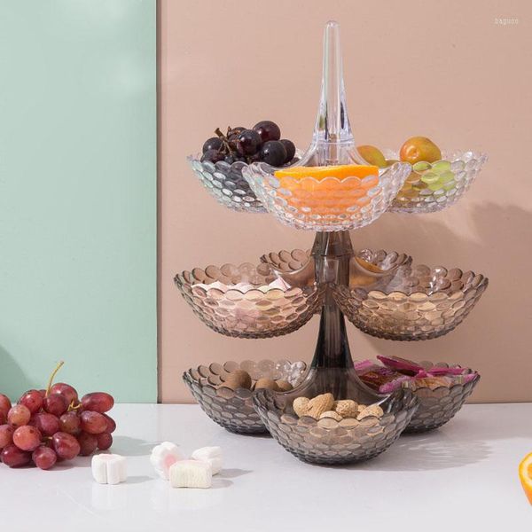 Platos Creative Lazy Snack Bowl plástico multicapa Snacke caja de almacenamiento sala de estar fiesta fruta plato para dulces postre soporte estante