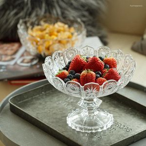 Assiettes Creative Relief Verre Bol De Fruits Nordique Moderne Pieds Hauts Bonbons Snack Séché Dessert Plat Table Basse Ornement De Bureau