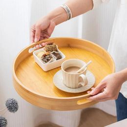 Borden Decoratief Bamboe Dienblad Rond Met Handgrepen Voor Thuis Keuken Salontafel Buiten