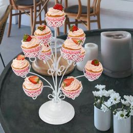 Placas de platos de postre de cupcake platter bandeja de pastel de pastel de pastel decoración de la fiesta de la fiesta del servidor para la mesa de comedor de aniversario vacaciones de graduación