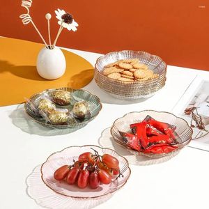Borden Dessertbord Modern Transparant Fruitset Voor het serveren van desserts Golden Edge Stapelbaar Salade Onbreekbaar