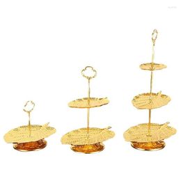 Borden Dessert Stand 1/2/3 Tier Cupcake Toren Gouden Bladvorm Cake Snack Dienblad