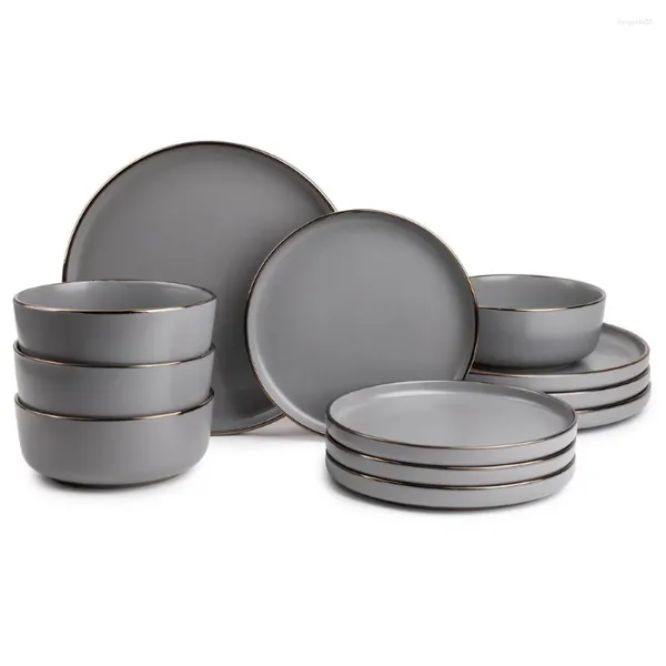 Assiettes vaisselle Ava Stoare 12 pièces ensemble pour la maison assiettes plats et