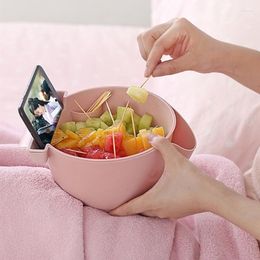 Borden dubbele laag snack snack candy bord bowl schotel telefoonhouder voor luie fruit mobiele tandenstoker plastic lade