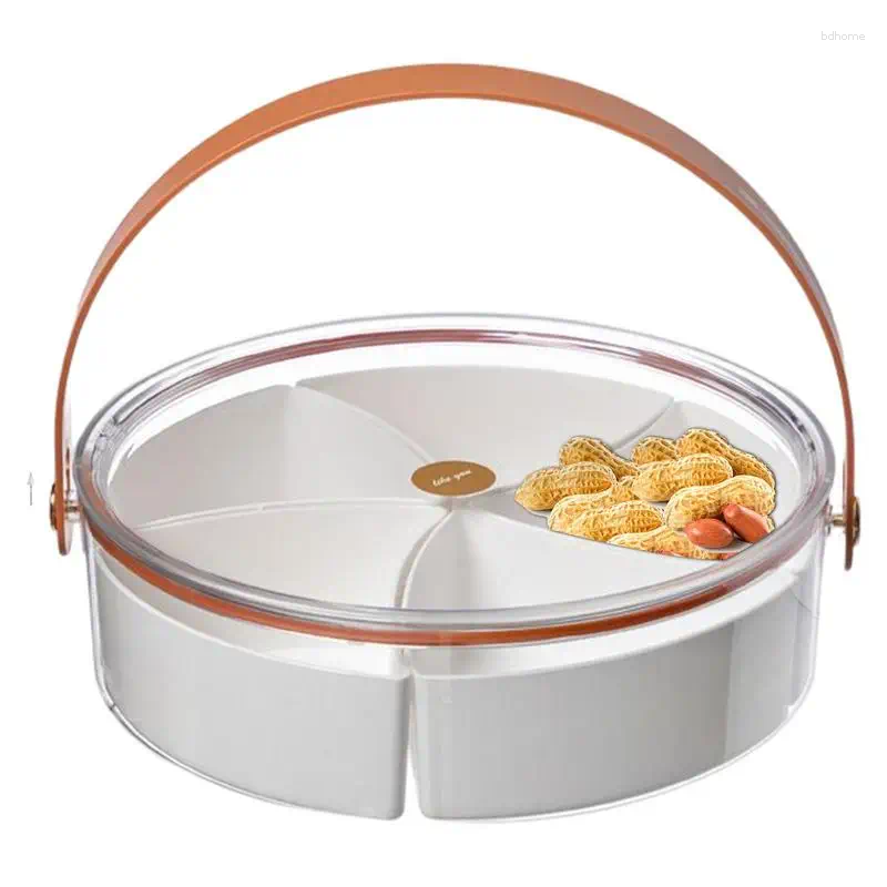 Plates Dry Fruit Tray With Lid Snack Storage Box Handle Container 5 Compartments For Nut Candy Dried