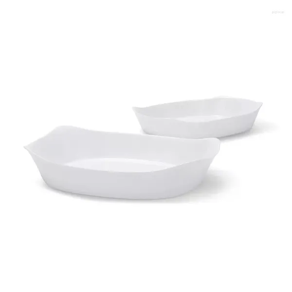 Platos DuraLite Glass Bakeware Juego de 2 piezas Fuentes para hornear o cacerola 2.5 Qt y 1.5 Sin tapas