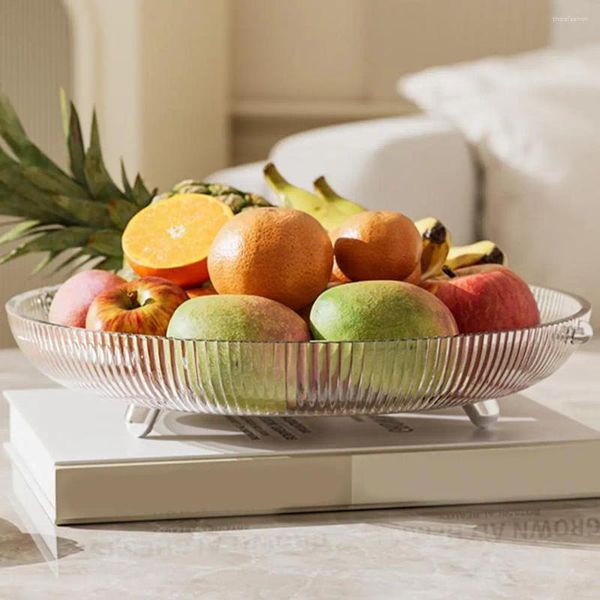 Platos Pies galvanizados Bandeja de frutas Placa transparente de lujo ligera elegante con diseño con abertura para la cocina de la habitación