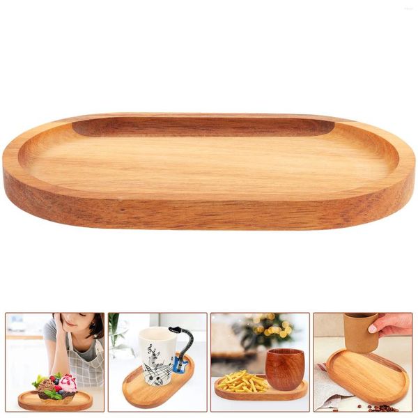 Platos elegante bandeja de madera decorativa para servir taza de café mesa de comedor plato de aperitivos