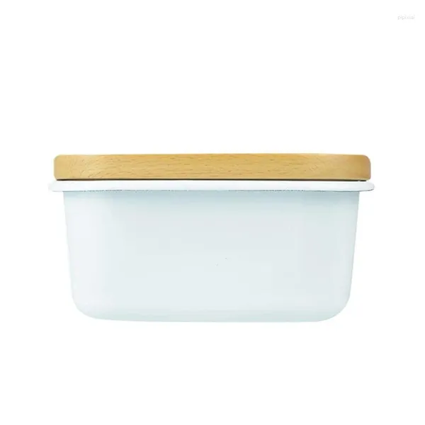Placas Plato de mantequilla de esmalte - con tapa de porcelana de porcelana cubierta de contenedor