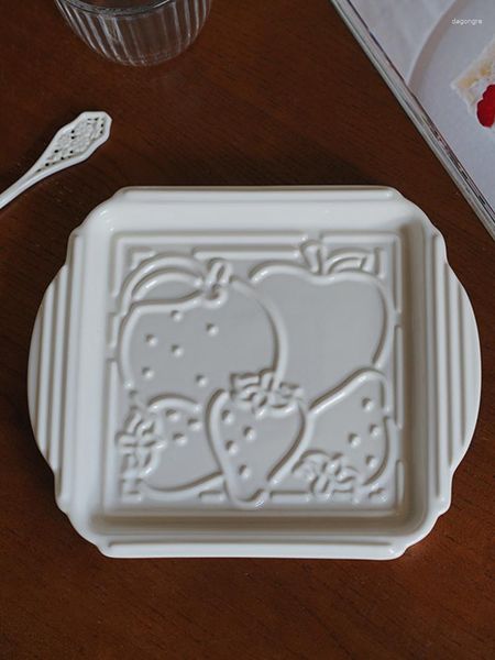Platos Epikto-francés Retro cerámica plato de desayuno decoración del hogar juego de pografía postre cafetería pan 8 