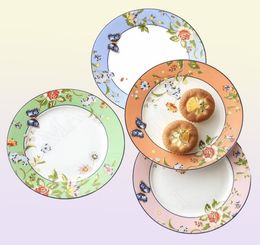 Assiettes européen osseux plaque de porcelaine surglaze fleurs de l'après-midi Pan de mariage Dîner co-cadeau à la maison
