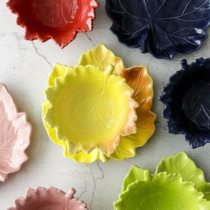 Borden Europees keramische plaat bureaublad eenvoudige bladvorm Salatkom