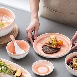 Plates European Ceramic Plate Sets Glaze Color Desktop Fruit Salad Dish Wedding Center Dinner Set And Dishes Kitchen Cutlery